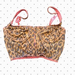 UO Out From Under Y2K Leopard Print Cropped Corset Top